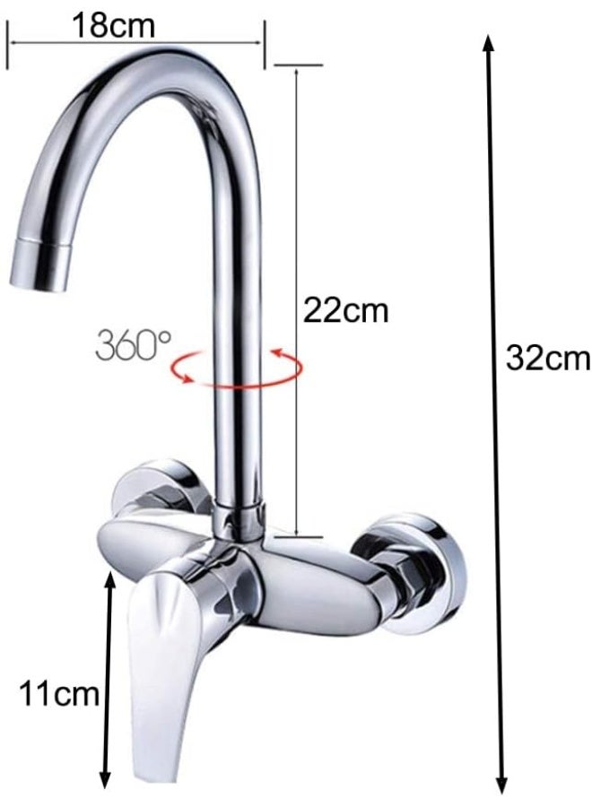 Rubik Wall Mount Faucet Mixer Tap, Stainless Steel Single Handle Hot and Cold Water Tap for Kitchen Sink Bathroom Wash Basin  - Image 2