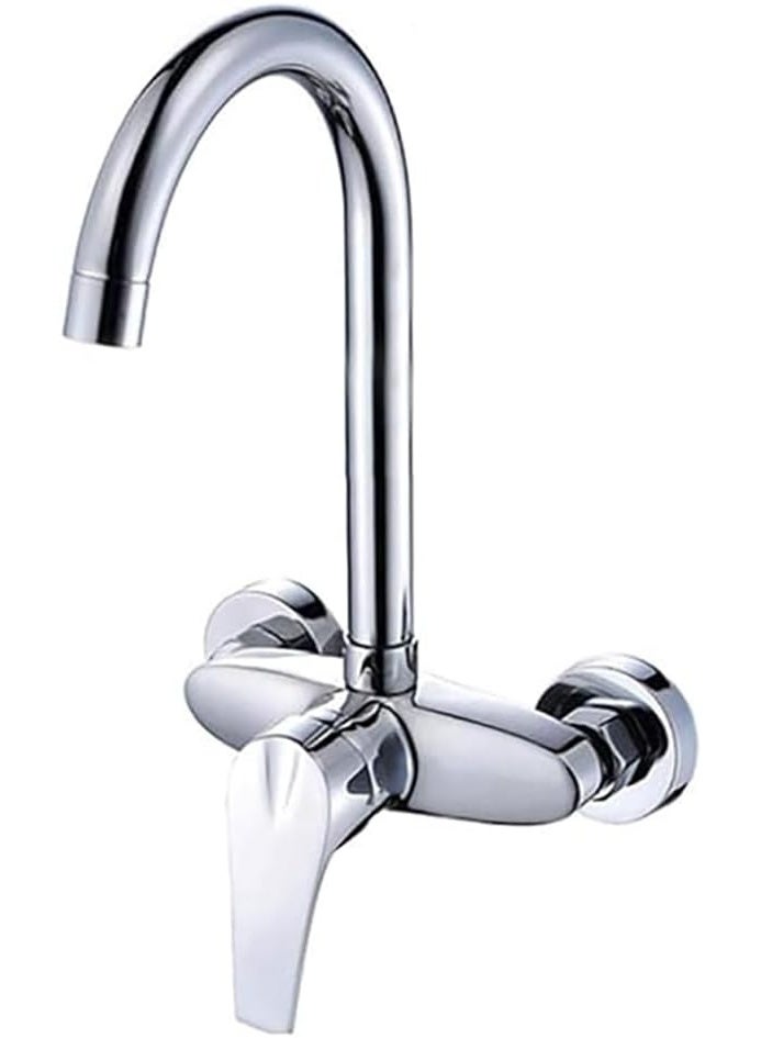 Rubik Wall Mount Faucet Mixer Tap, Stainless Steel Single Handle Hot and Cold Water Tap for Kitchen Sink Bathroom Wash Basin  - Image 1