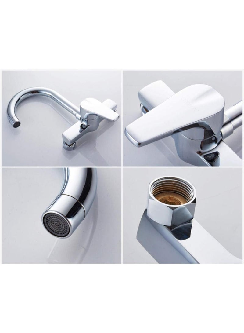 Rubik Wall Mount Faucet Mixer Tap, Stainless Steel Single Handle Hot and Cold Water Tap for Kitchen Sink Bathroom Wash Basin  - Image 5