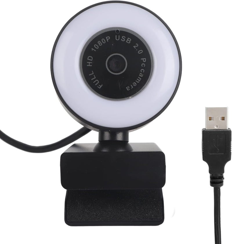Webcam with Light Built in Microphone, 1080P HD Live Streaming Webcam, Plug and Play USB Camera with Auto Focus for Video Conferencing, YouTube, OBS, and Online Classes - Image 1