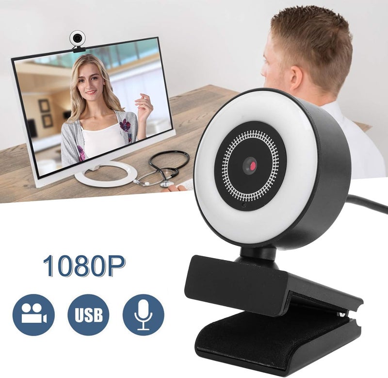 Webcam with Light Built in Microphone, 1080P HD Live Streaming Webcam, Plug and Play USB Camera with Auto Focus for Video Conferencing, YouTube, OBS, and Online Classes - Image 3