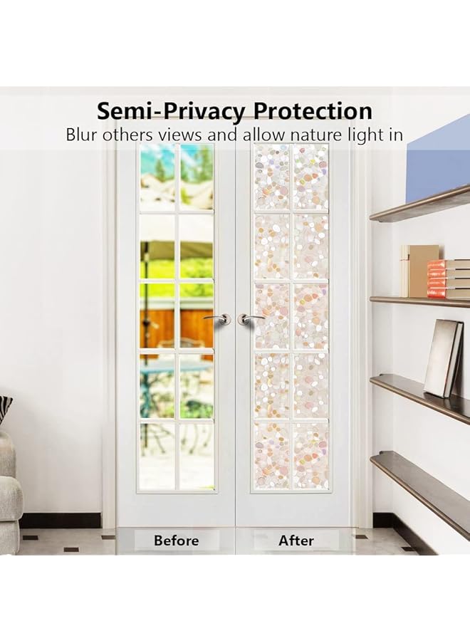 erorex Window Privacy Film 3D Decorative Static Cling Window Privacy Film No Glue Removable Home Office Film Anti Uv Window Cling Decorative 44.5 X 200Cm - Image 3