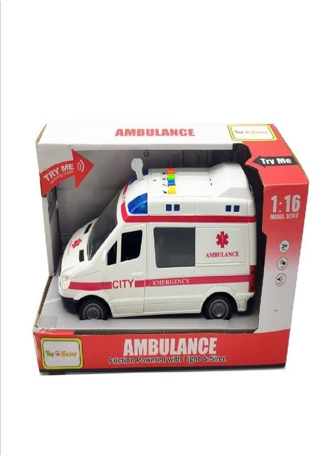 Toy To Enjoy Ambulance Toy Car with Light & Siren Sound Effects - Friction Powered Wheels & LED Lights - Heavy Duty Plastic Rescue Vehicle Toy for Kids & Children - pzsku/Z9361A9DD507392691725Z/45/_/1686134433/fba4b96c-5b4a-4991-a948-7e8b1bbfa240