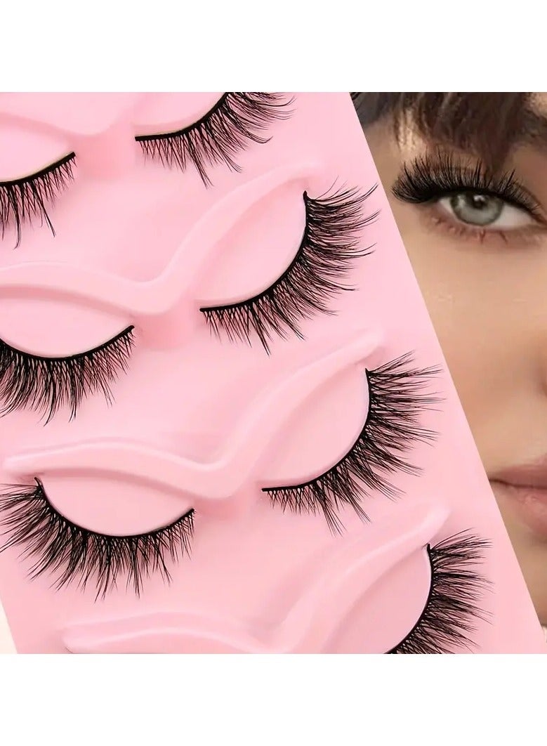 ORiTi 5 أزواج من رموش عيون قطة بطول نهاية العين، رموش كثيفة طبيعية من الفرو الصناعي، رموش اصطناعية - Image 3