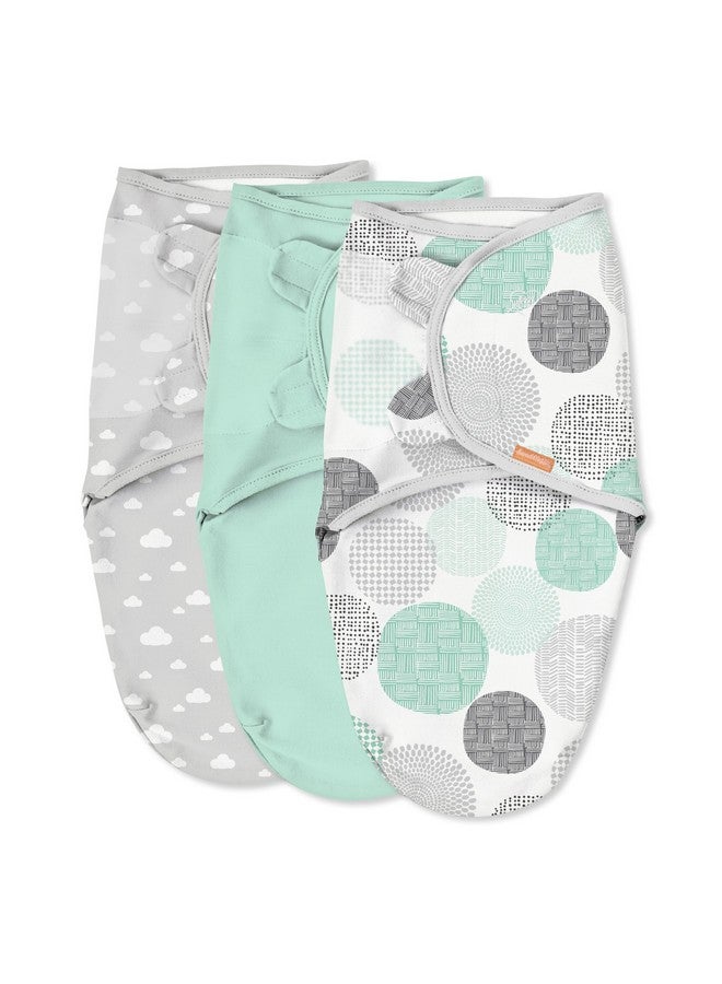 SwaddleMe by Ingenuity Original Swaddle, 100% Cotton, Improves Sleep & Calms Startle Reflex, 0-3 Months, 3-Pack - Floating Geo - Image 1