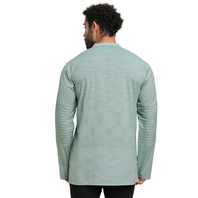 ARCHATTIRE Aqua Green Cotton Full Sleeve Kurta for Men - Image 2