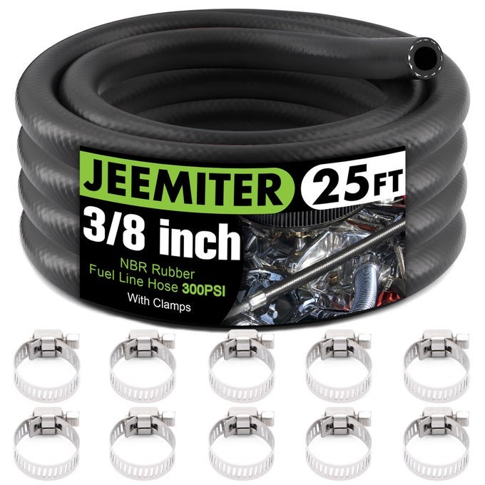 38 Fuel Line Hose Oil Hose Push Lock Nbr Rubber 25Ft 300Psi For Small Engines Gas Oil Coolants Hose