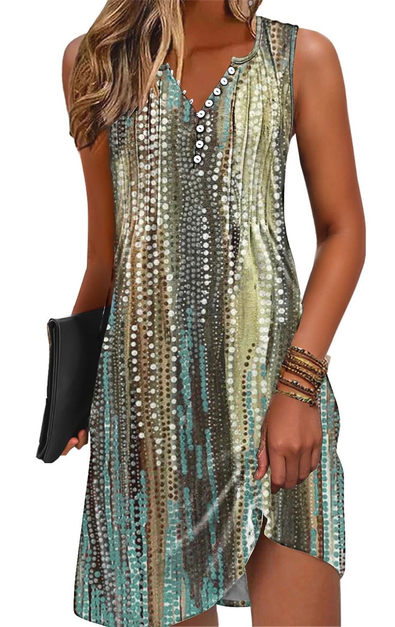 ETCYY Sundresses for Women 2026 Vacation Swim Cover up Beach Dresses Button Down Sleeveless Boho Floral V-Neck Summer Dress,Dewdrop Yellow,Medium - Image 1