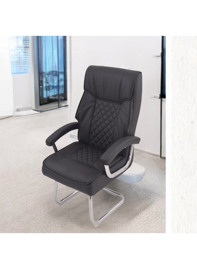 سمارت هوم كرسي مكتب تنفيذي جلد – مقاس 115×75×65 سم | حشوة إسفنج عالية الجودة | تصميم مريح بظهر مرتفع ومسند ذراع مبطن وقاعدة معدنية كروم ثابتة - Image 1