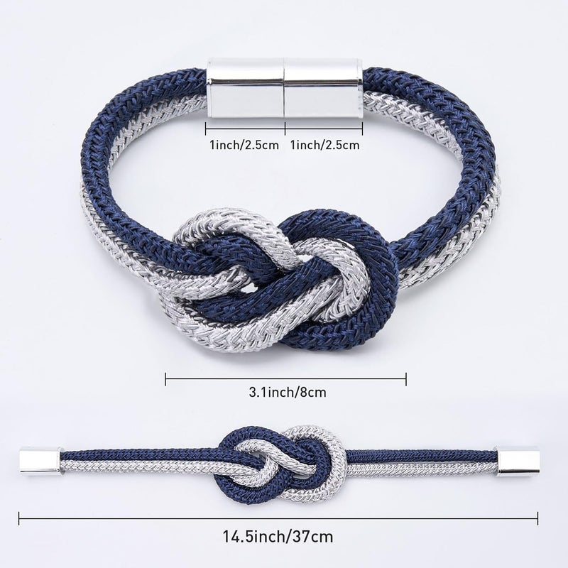 NICEEC 4 Pack Mini Magnetic Curtain Tiebacks Nordic Simple Style Drape Tie Backs Elegant Hand Weave Rope Knot Decorative Curtain Holdbacks for Home & Office Thin Window Drapery (Dark Blue & Grey) - Image 4