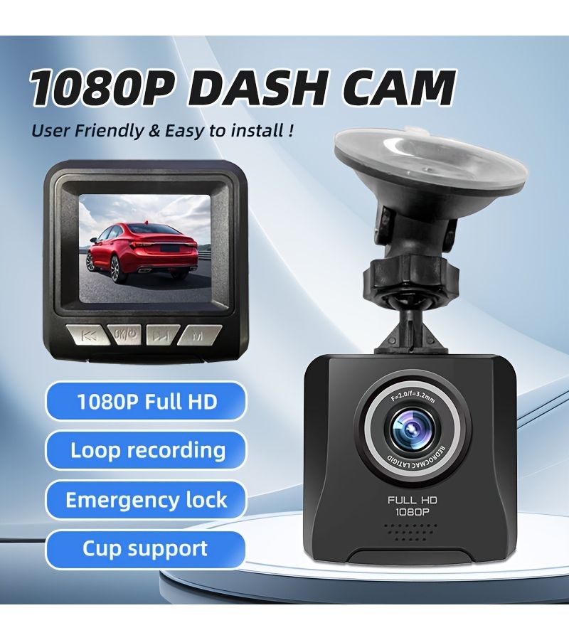 1080P High Definition Dash Cam Real Road View Loop Recording Auto Overwrite Emergency Lock Cup Holder Support No Card - Image 2