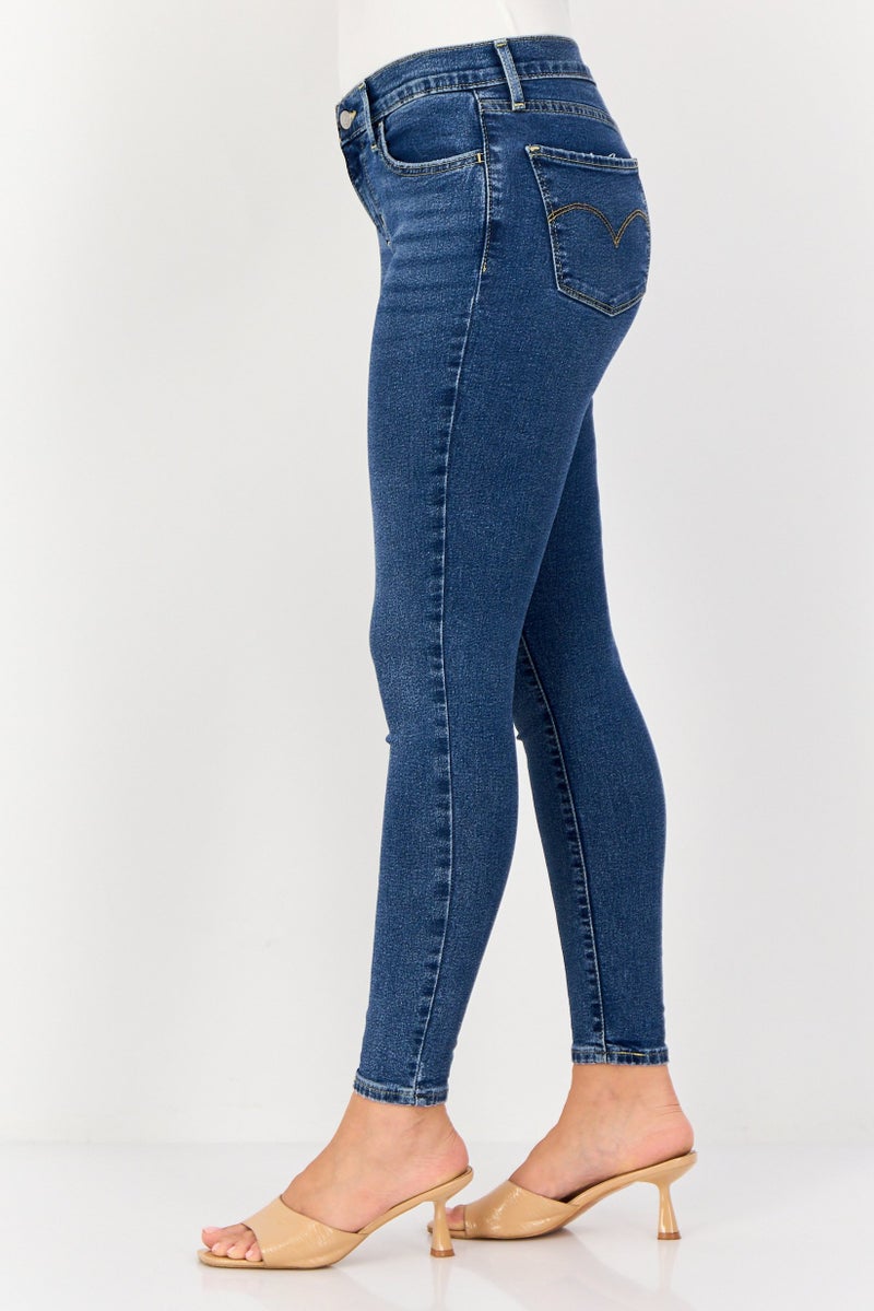 Levi's Women Skinny Fit Washed Denim Jeans, Blue - Image 3