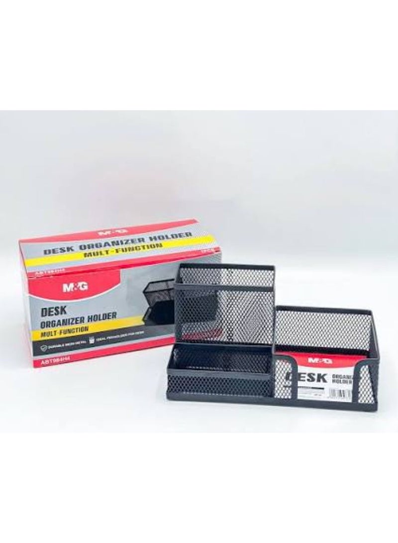M&G Metal Mesh Multi-functional Desktop Organizer Storage Caddy Pen Holder, Black - Image 2