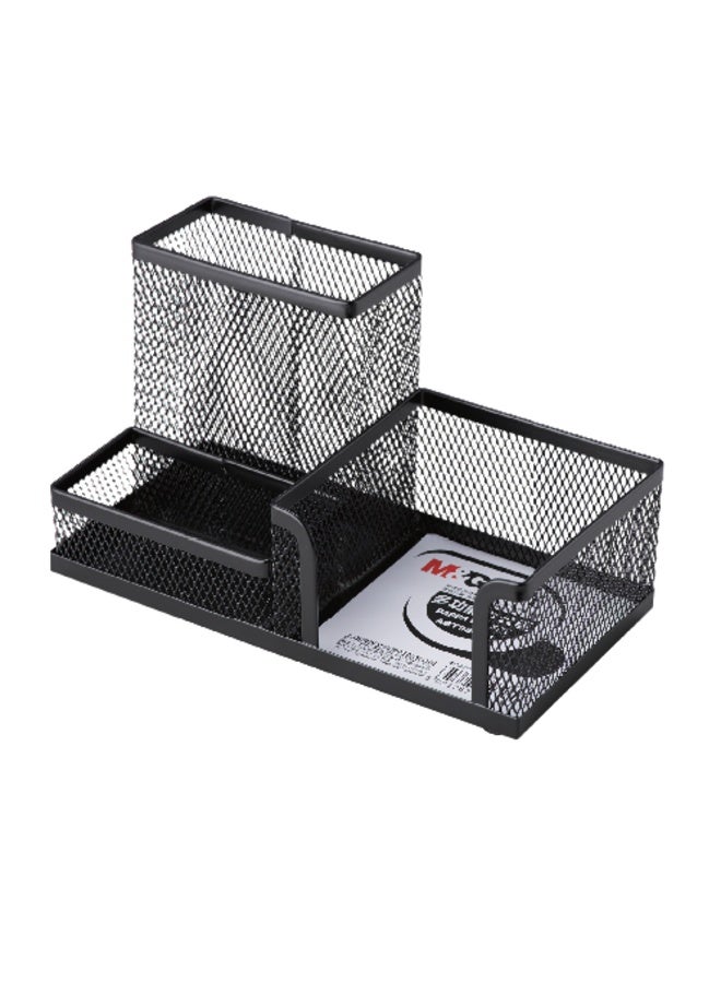 M&G Metal Mesh Multi-functional Desktop Organizer Storage Caddy Pen Holder, Black - Image 1
