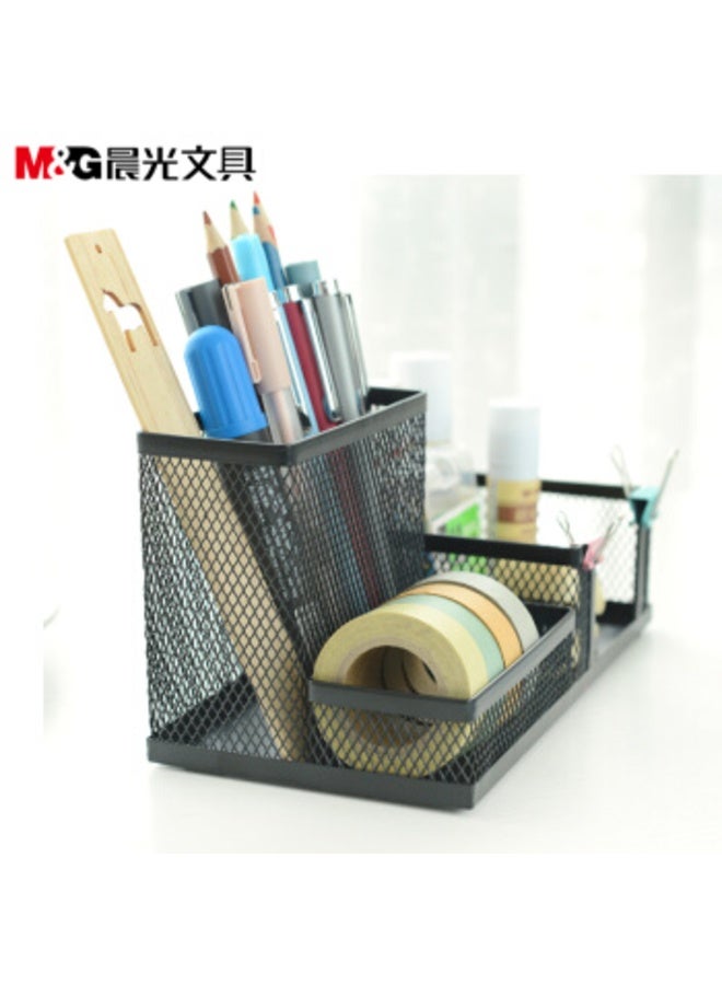 M&G Metal Mesh Multi-functional Desktop Organizer Storage Caddy Pen Holder, Black - Image 4