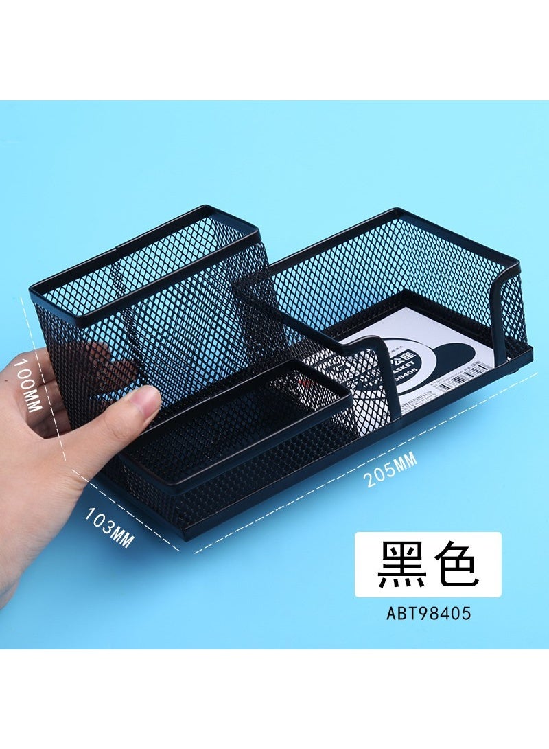 M&G Metal Mesh Multi-functional Desktop Organizer Storage Caddy Pen Holder, Black - Image 3