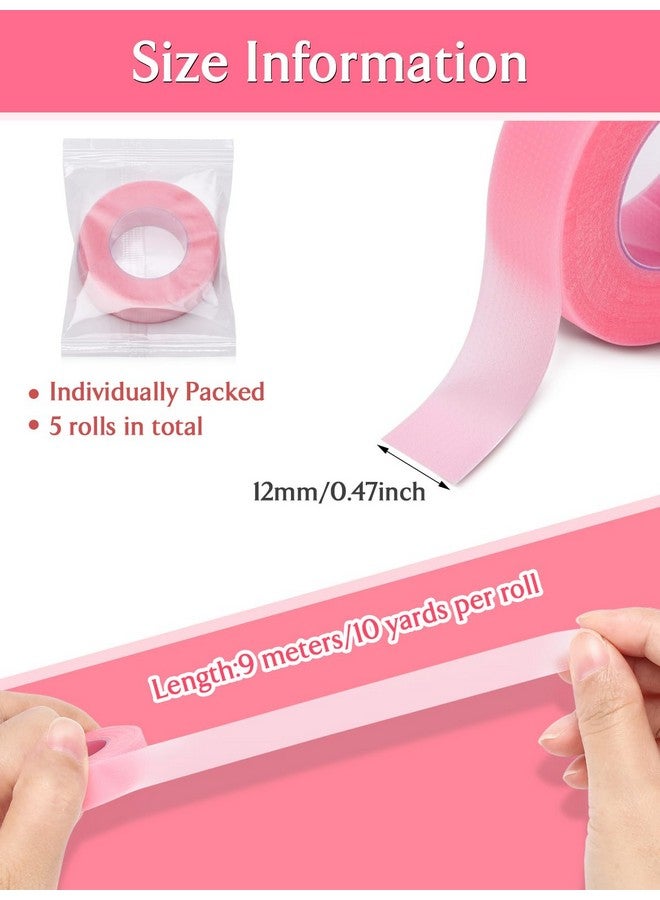 TEOYALL Pe Lash Tapes 5 Rolls Adhesive Micropore Breathable Pink Eyelash Extension Tapes Lash Extensions Supplies9 Meter10 Yard Each Roll (5 Rolls) - Image 5