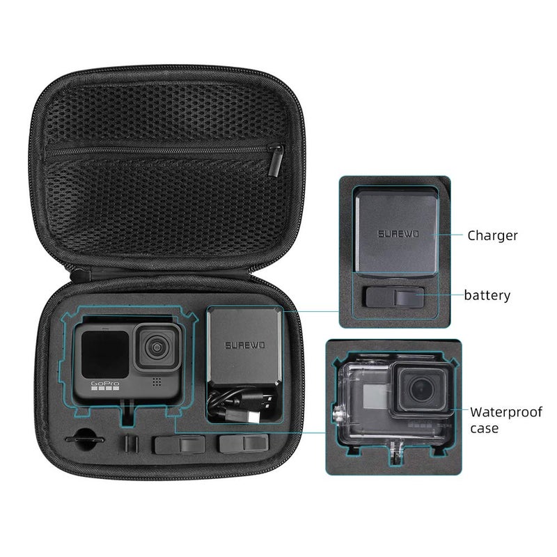 SUREWO Hard Case for GoPro Cameras Carrying Case For Gopro Hero 13/12/11/10/9/8/7/AKASO EK7000/AKASO Brave 4 4K /AKASO V50X and Other Action Cameras (Small) - Image 2