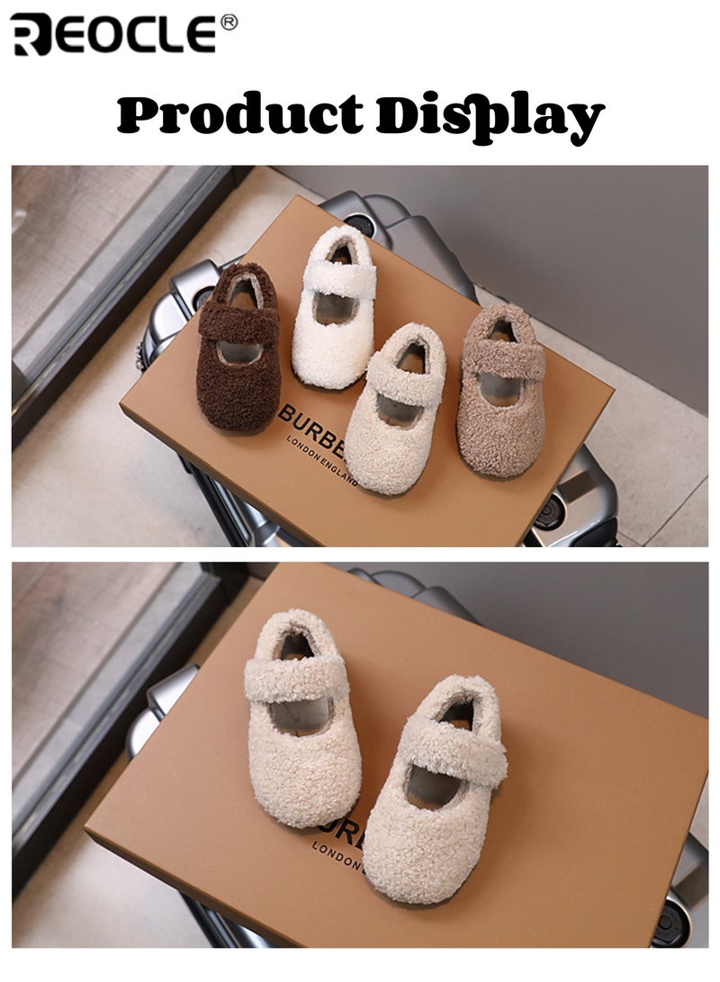 ريوكل نعال الأطفال المخملية بتصميم رقيق وميزة تدفئة الشتاء مع أحذية منزلية مريحة ذات نعل ناعم للراحة في الداخل - Image 4