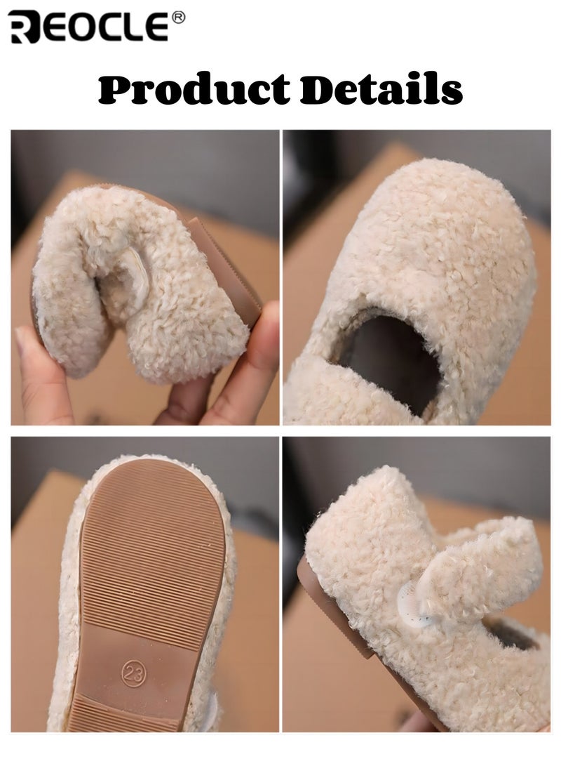 ريوكل نعال الأطفال المخملية بتصميم رقيق وميزة تدفئة الشتاء مع أحذية منزلية مريحة ذات نعل ناعم للراحة في الداخل - Image 5