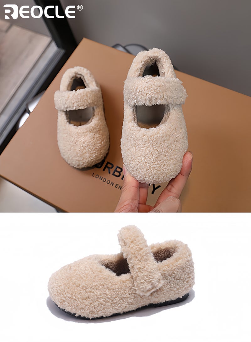 ريوكل نعال الأطفال المخملية بتصميم رقيق وميزة تدفئة الشتاء مع أحذية منزلية مريحة ذات نعل ناعم للراحة في الداخل - Image 1