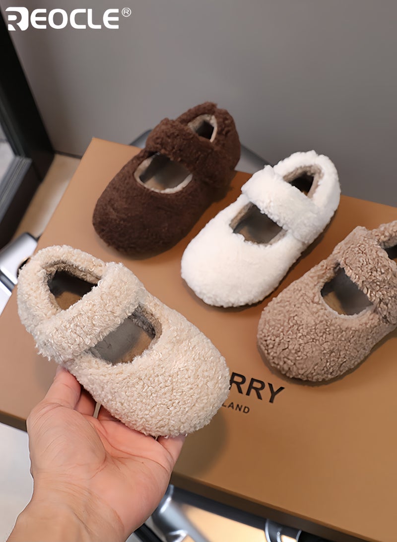 ريوكل نعال الأطفال المخملية بتصميم رقيق وميزة تدفئة الشتاء مع أحذية منزلية مريحة ذات نعل ناعم للراحة في الداخل - Image 2
