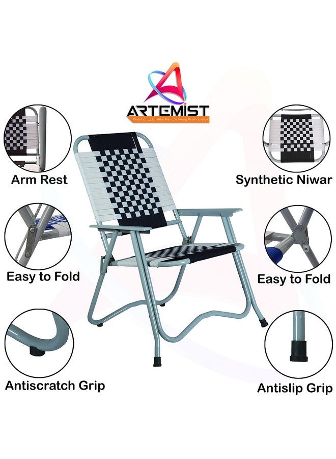ARTEMIST ARTEMIST Folding Chair with Durable Folding Frame and arm Rest Portable Chair for Garden, Patio, Lawn, Balcony (Black) - Image 3