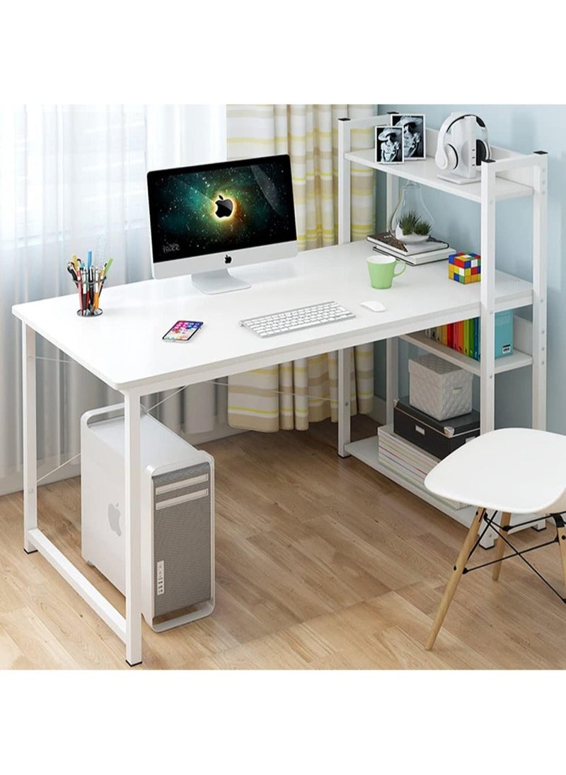 AGD Computer Desk with Storage Shelves Home Office Desk with Bookshelf Study Writing Table Corner Desk PC Laptop Desk with Strong Legs (120 * 55 * 110 cm)  - Image 1