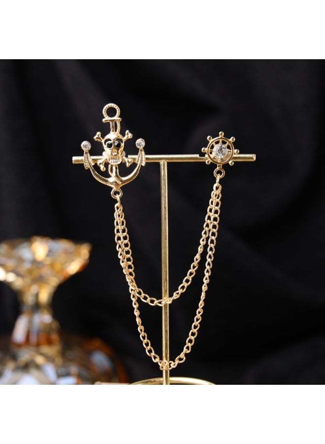 KUYING Retro Fashion Baroque Rhinestone Chain Brooch 