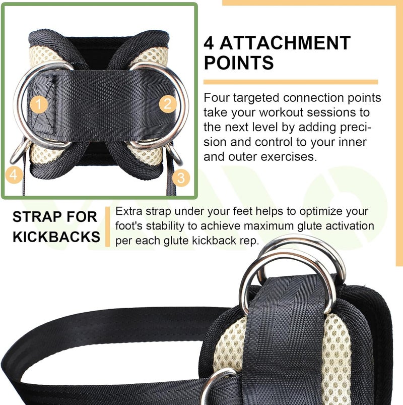 VAIIO Ankle Straps for Cable Machines,Adjustable Comfort fit Neoprene, Reinforce Double D-Ring - Premium Ankle Cuffs to Improve Abdominal Muscles, Lift The Butts, Tone The Legs for Men & Women - Image 4