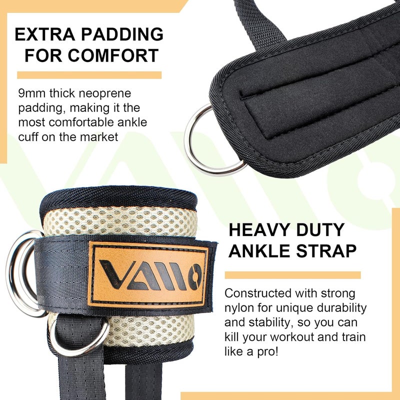 VAIIO Ankle Straps for Cable Machines,Adjustable Comfort fit Neoprene, Reinforce Double D-Ring - Premium Ankle Cuffs to Improve Abdominal Muscles, Lift The Butts, Tone The Legs for Men & Women - Image 5