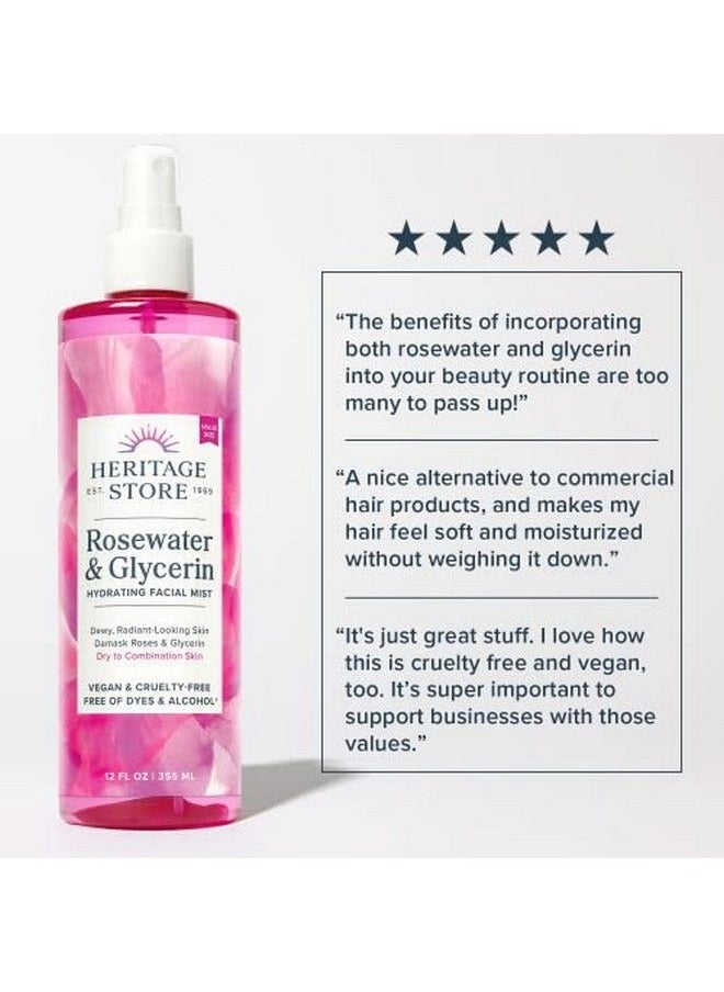 Heritage Store - Rosewater & Glycerin Hydrating Facial Mist For Dewy Radiant Skin | No Dyes Or Cruelty Free (12 Ounce) - Image 1