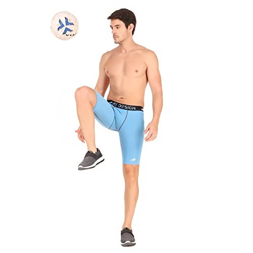 ReDesign Apparels Men Compression Men's Shorts Tights (Nylon) Skins for Gym, Running, Swimming, Cricket, Cycling, Basketball, Yoga, Football, Tennis, Badminton & More (XXL, Sky Blue) - Image 3