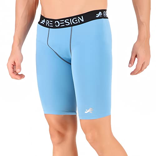 ReDesign Apparels Men Compression Men's Shorts Tights (Nylon) Skins for Gym, Running, Swimming, Cricket, Cycling, Basketball, Yoga, Football, Tennis, Badminton & More (XXL, Sky Blue) - Image 1