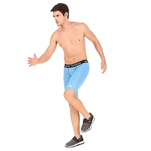 ReDesign Apparels Men Compression Men's Shorts Tights (Nylon) Skins for Gym, Running, Swimming, Cricket, Cycling, Basketball, Yoga, Football, Tennis, Badminton & More (XXL, Sky Blue) - Image 2