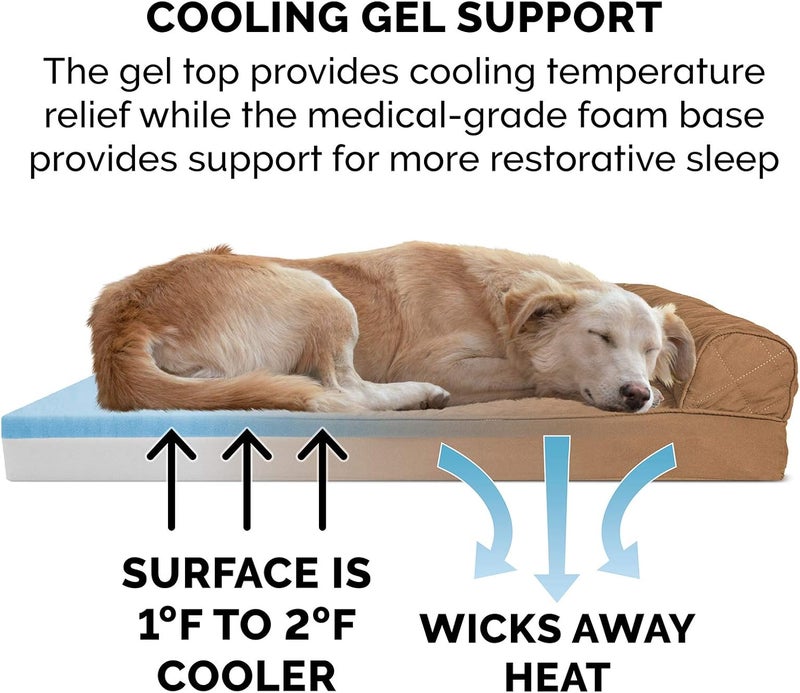 Furhaven Pet Dog Bed | Cooling Gel Memory Foam Quilted Traditional Sofa-Style Living Room Couch Pet Bed w/Removable Cover for Dogs & Cats, Toasted Brown, Medium - Image 4