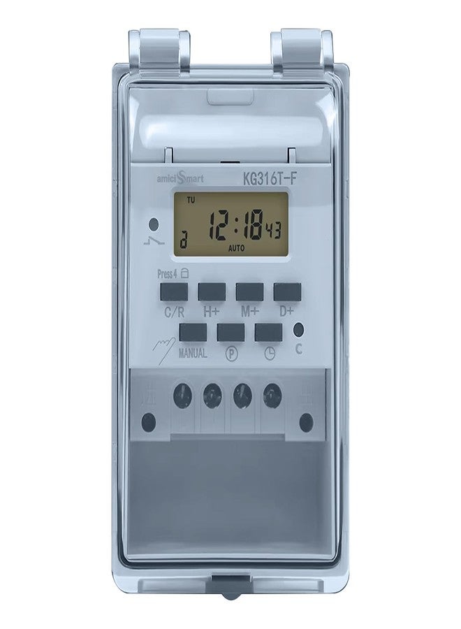 amiciSmart 230V 30A Digital Programmable Timer Switch with Loop Mode | IP65 Waterproof | 20 ON/Off Schedules | LCD Display | Auto Keyboard Lock | for Industrial & Home Automation - Image 1