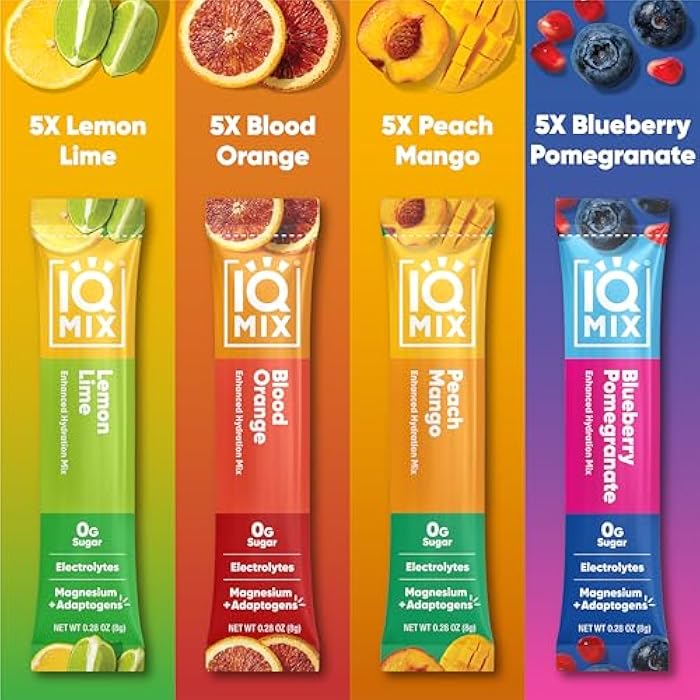 IQBAR IQMIX Hydration Electrolyte Powder – 4-in-1 Formula for Hydration, Mental Clarity, Mood and Recovery – Sugar-Free Drink Mix, Keto, Magnesium L-Threonate, Lion’s Mane – 20 Count Variety Pack - Image 2