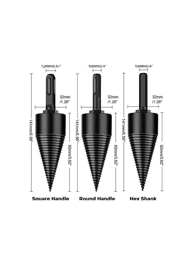 silvercnc - Shirem Easysplit Drill Bit, Shirem Easy Split Drill Bit Wood Splitter, 32mm/42mm Removable Firewood Drill Bit Wood Splitter, Wood Log Splitter Firewood Drill Bit (1PC, 32+42mm) - Image 1