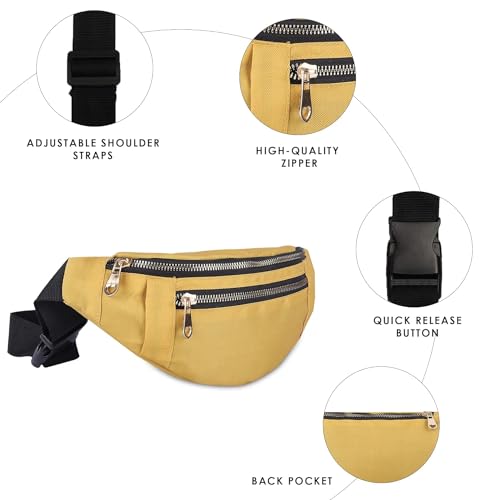 KUKLAR Waist Bag for Men and Women - Travel Fanny Pack, Mobile and Money Bag (Yellow) - Image 5