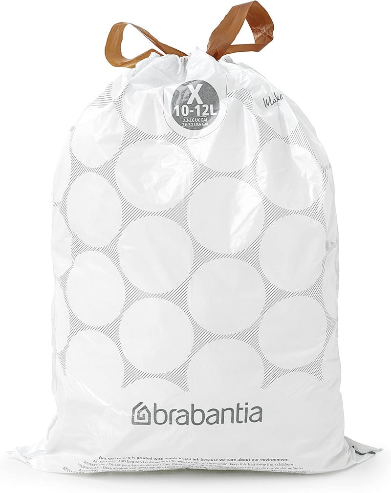 Brabantia PerfectFit Bin Liners (Size X/10-12 Litre) - 40 Count White Trash Bags with Tie Tape Handles - Image 4