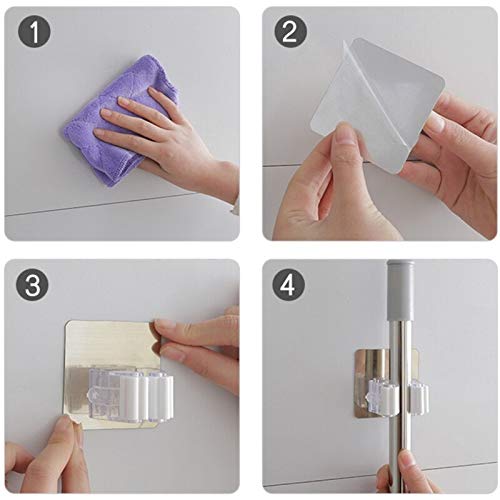 Vihax Bathroom Hooks Wall Mounted Broom Holder Bathroom Mop Magic Sticker Rack Plastic Accessories Polished Duty Self Stainless Decorative Suction Tile Home Kitchen Pack 2 - Image 5