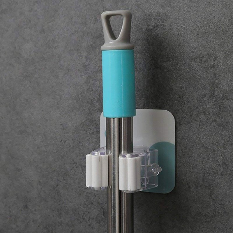 Vihax Bathroom Hooks Wall Mounted Broom Holder Bathroom Mop Magic Sticker Rack Plastic Accessories Polished Duty Self Stainless Decorative Suction Tile Home Kitchen Pack 2 - Image 2