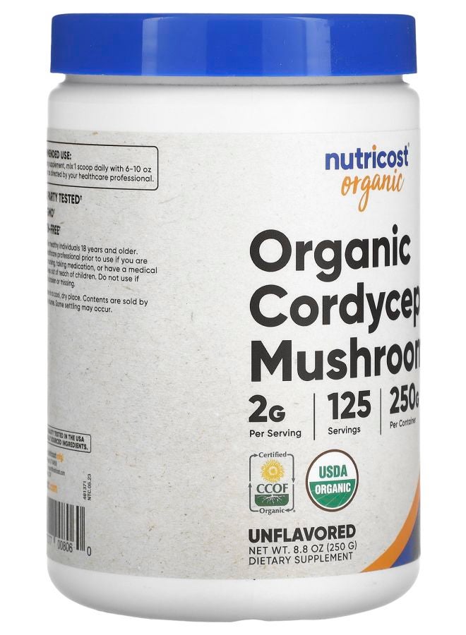 Nutricost Organic Cordyceps Mushroom Unflavored 8.8 oz (250 g) - Image 2