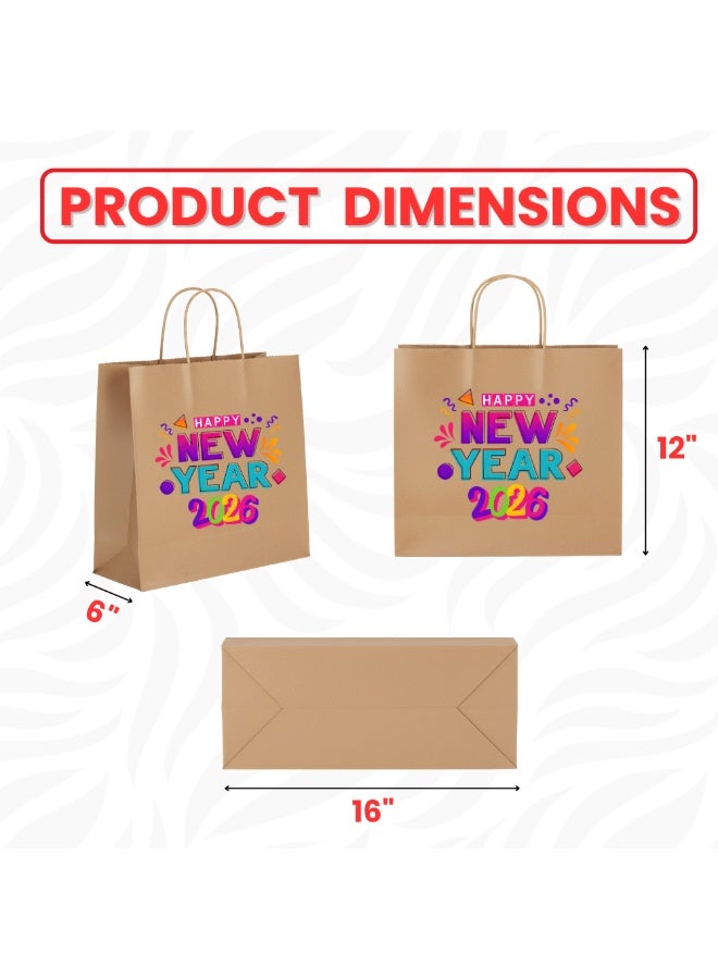 برينت شوب فور مي أكياس هدايا كرافت A3 صديقة للبيئة للعام الجديد مع تحيات الأعياد - أكياس ورق كرافت A3 قابلة لإعادة الاستخدام لهدايا العام الجديد - حقيبة البقالة - Image 3
