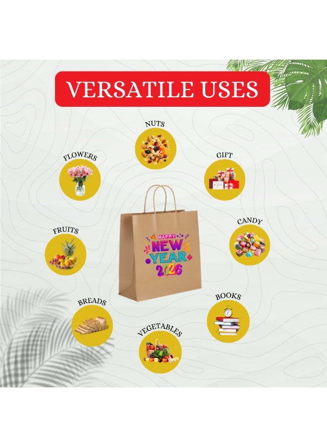 برينت شوب فور مي أكياس هدايا كرافت A3 صديقة للبيئة للعام الجديد مع تحيات الأعياد - أكياس ورق كرافت A3 قابلة لإعادة الاستخدام لهدايا العام الجديد - حقيبة البقالة - Image 4