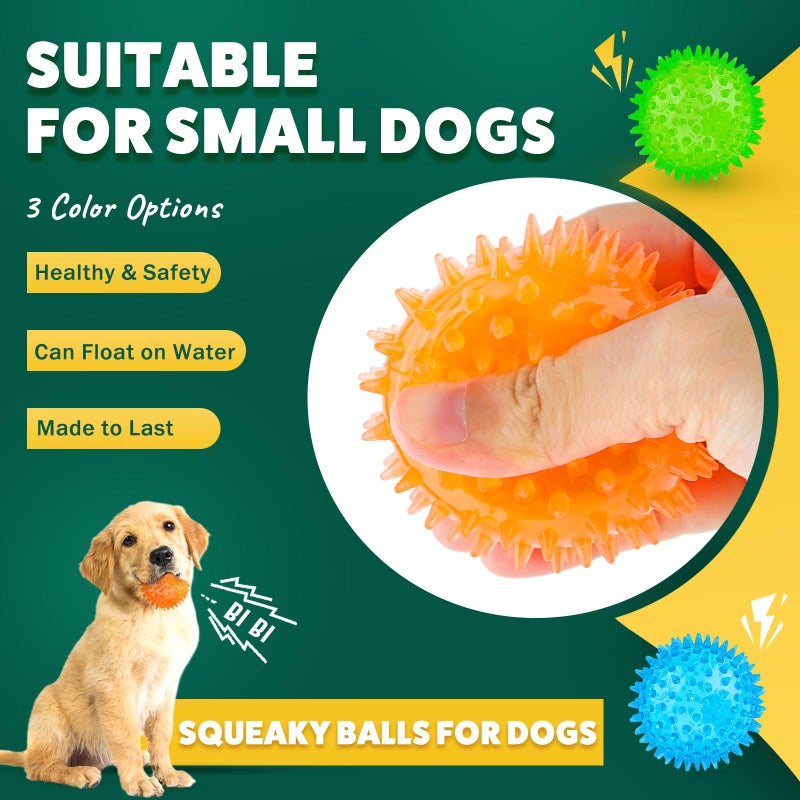PUPTILY 2 Different Functions Interactive Ball for Dogs 2.5â€ Squeaky Dog Balls Toys and Puppy Teething Chew Toy Balls for Small Dogs for Clean Teeth and Training ï¼ˆ5Pcsï¼‰ - Image 3