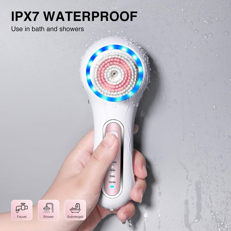 UMICKOO Face Scrubber Exfoliator, Rechargeable Facial Cleansing Brush with 2-Way Rotation & 3 Modes, 30-Day Runtime, 5 Brush Heads for SPA-Level Care, IPX7 Waterproof, Deep Cleaning for All Skin Types - Image 2
