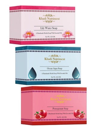 Riment Lily Water Ocean Auqa And Pomegranate Soap With Essential Oil Removes Impurities Freshing Refreshing Skin Cleans Dirt 125 Gm Each Soaps For Unisex (Pack Of 3) - pzsku/Z936297E373DEB70262C0Z/45/_/1679382099/3a7976b4-a8df-4e27-92aa-9f13418b4871