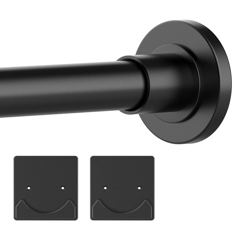 Thestoa Shower Curtain Rod Adjustable 3068 with Holder AntiRust Shower Rod  Spring Tension Shower Rod No Drill Black Shower Curtain Rod for Bathroom Tension Rod